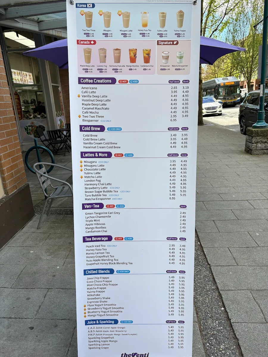 Menu, theVenti