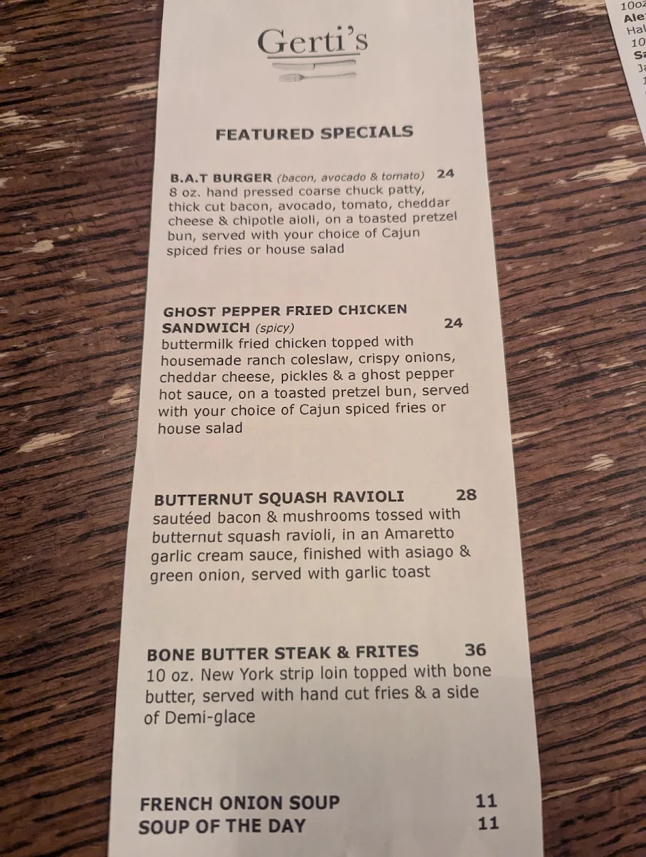 Menu, Gerti's