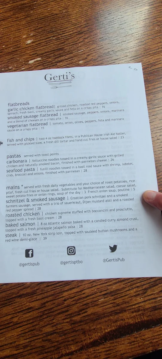Menu, Gerti's
