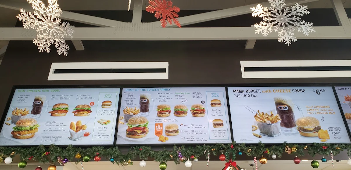 Menu, A&W Canada