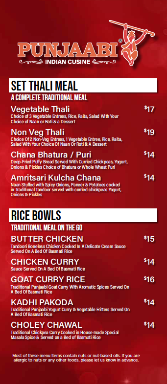 Menu, Royal Paan