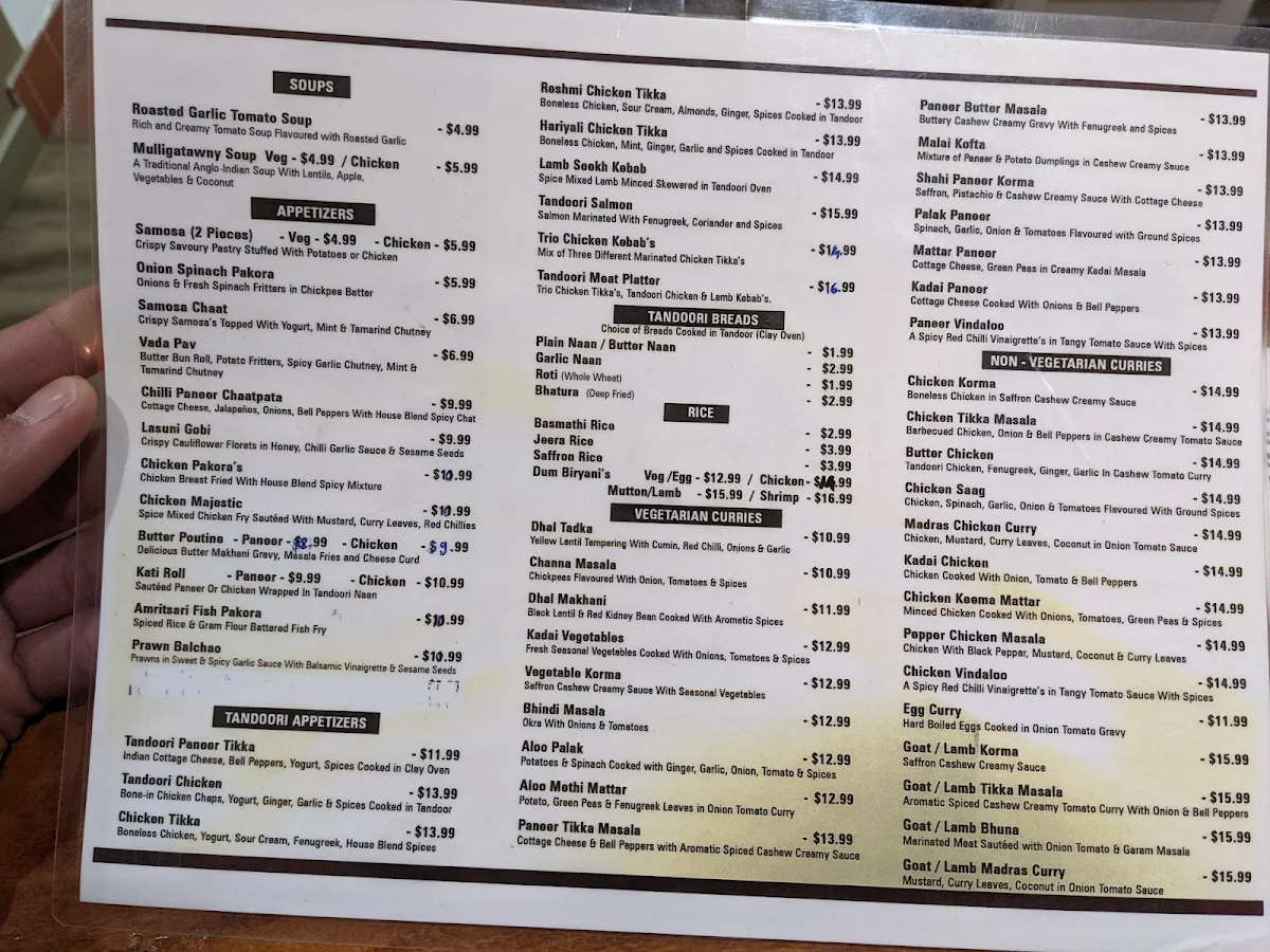 Menu, Urban Parathas Restaurant