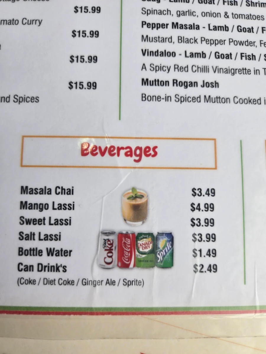 Menu, Urban Parathas Restaurant