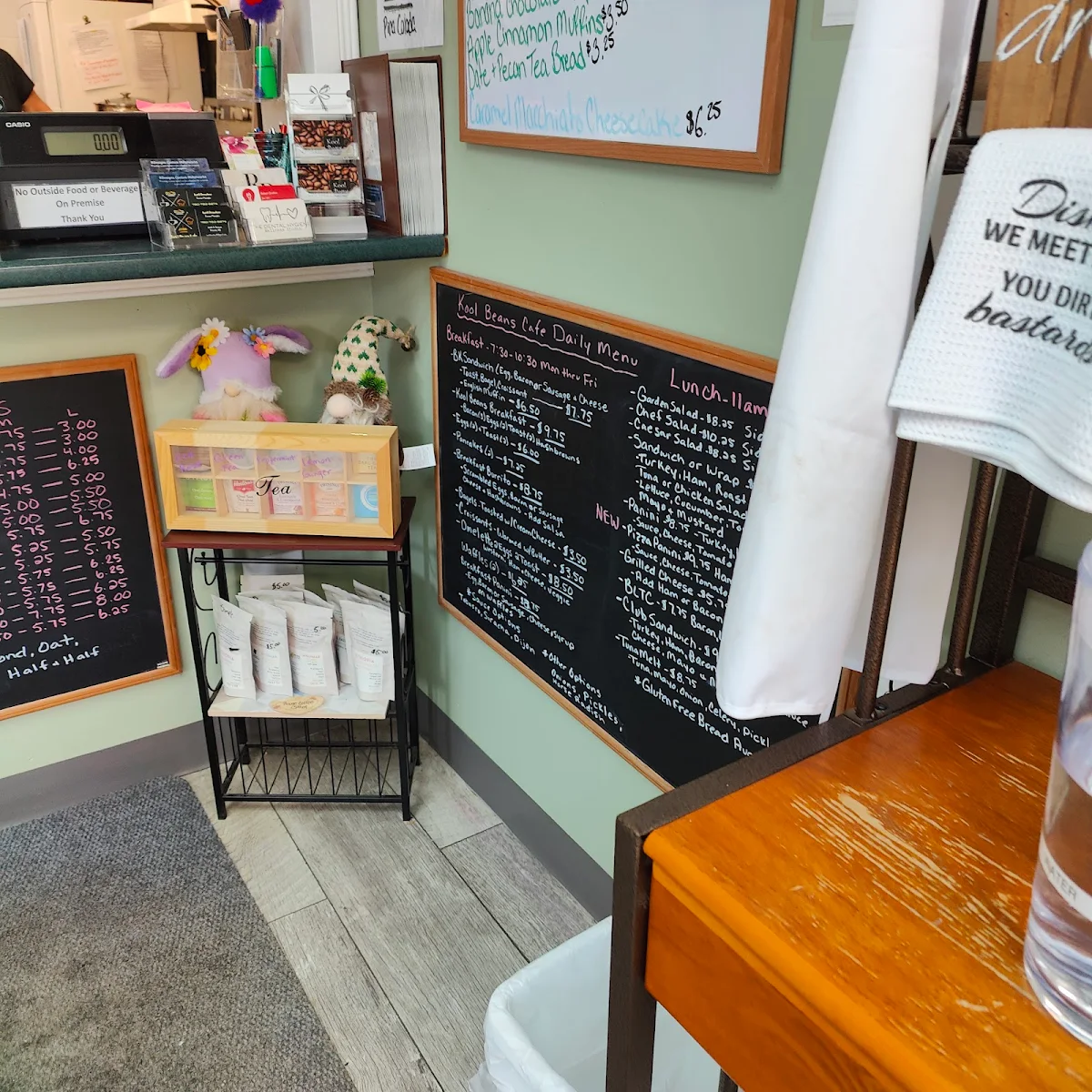 Menu, Kool Beans Cafe