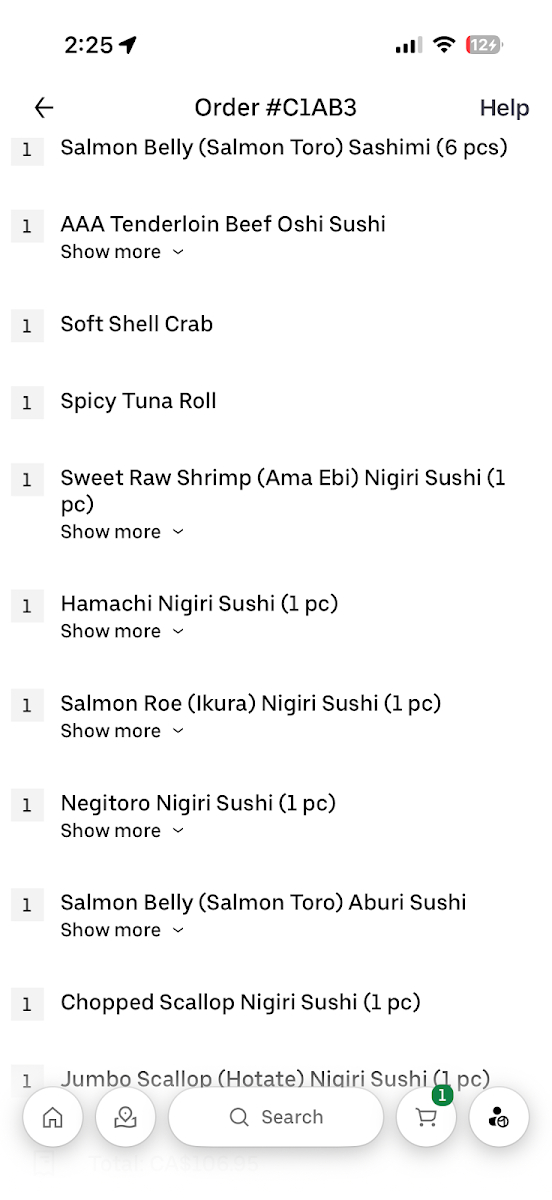 Menu, Sushi Modo - Port Moody