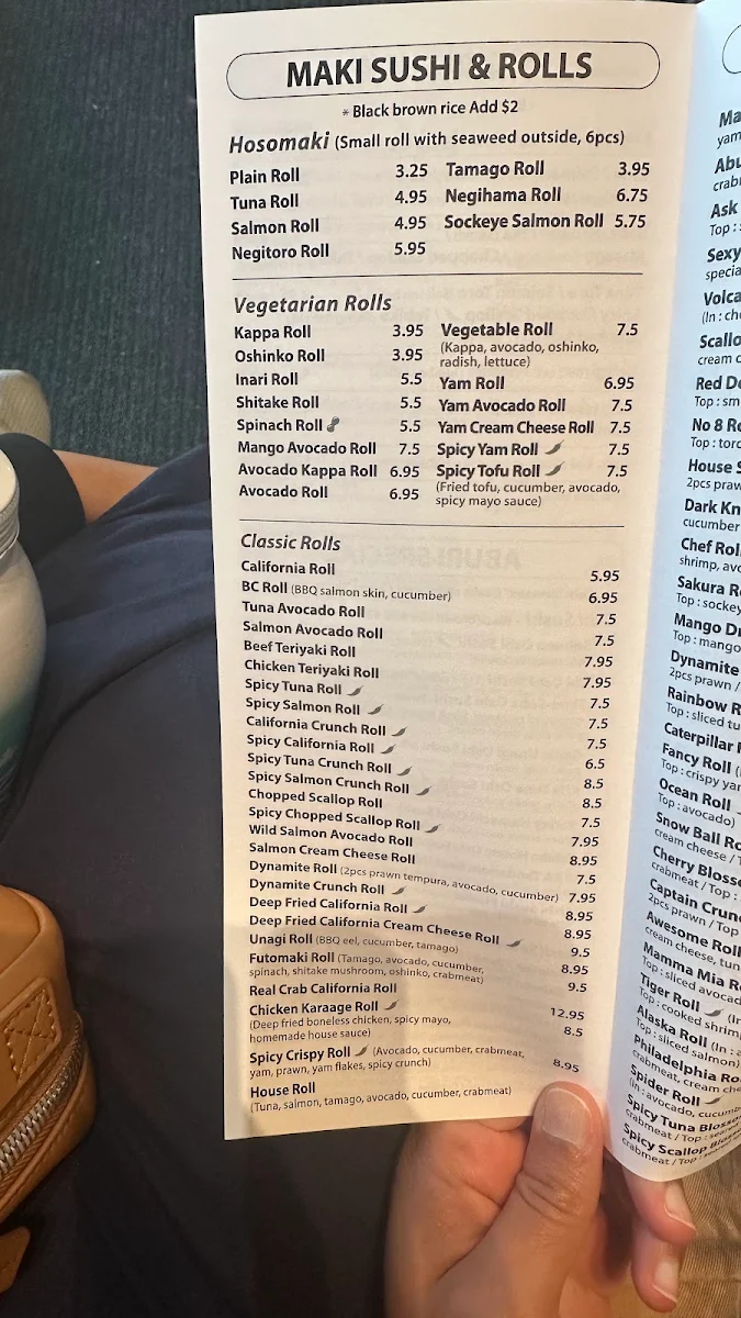 Menu, Sushi Modo - Port Moody