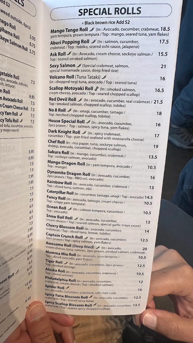 Menu, Sushi Modo - Port Moody