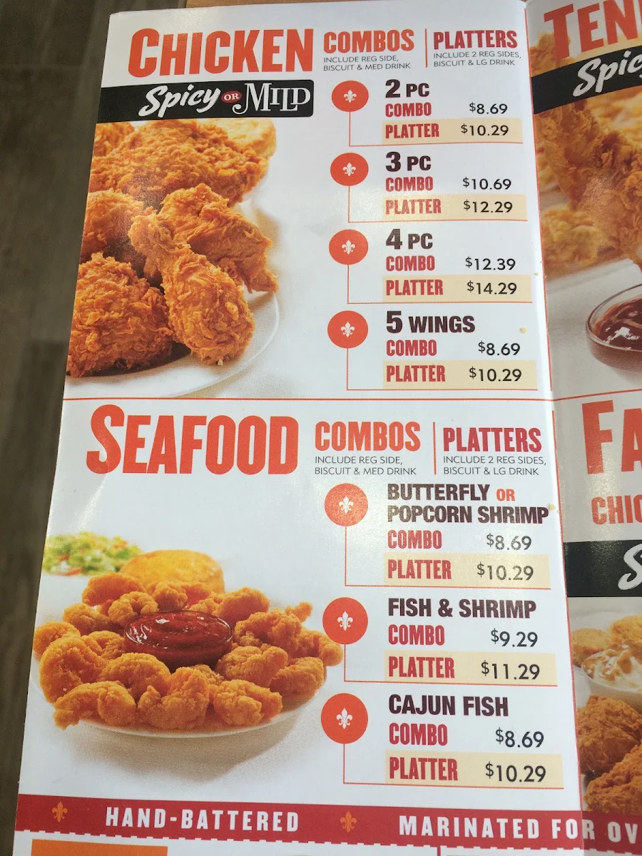 Menu, Popeyes Louisiana Kitchen