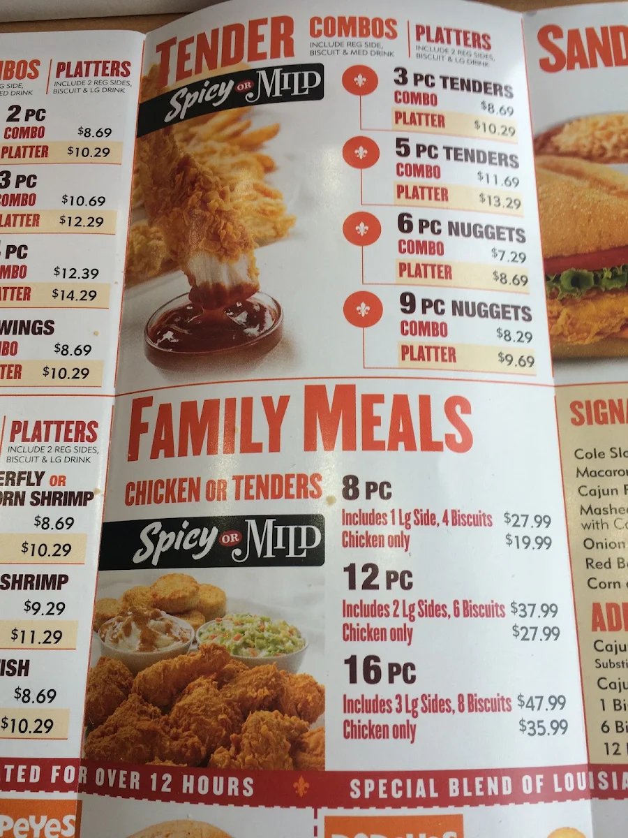 Menu, Popeyes Louisiana Kitchen