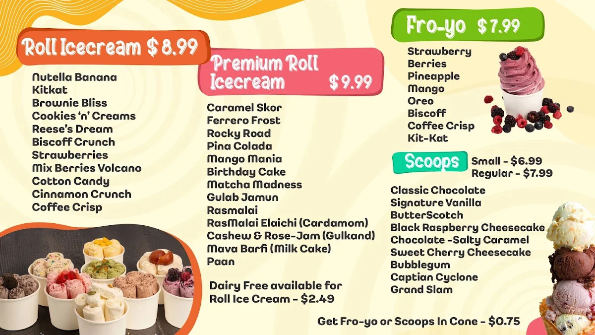Menu, Sweet Swirls