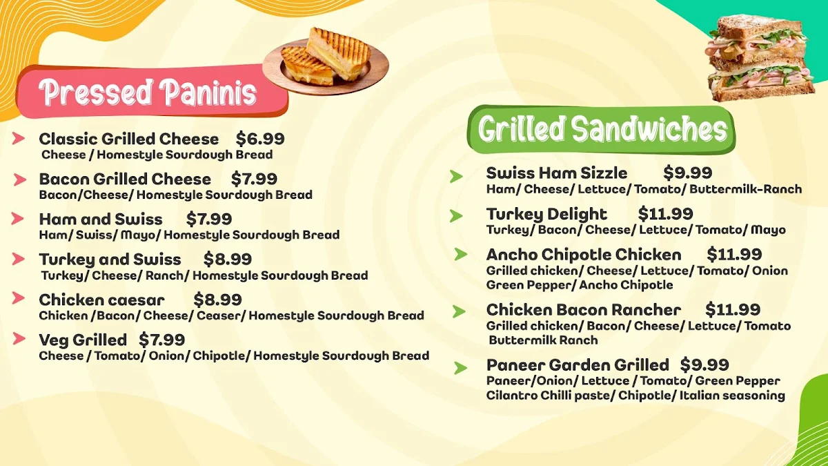 Menu, Sweet Swirls