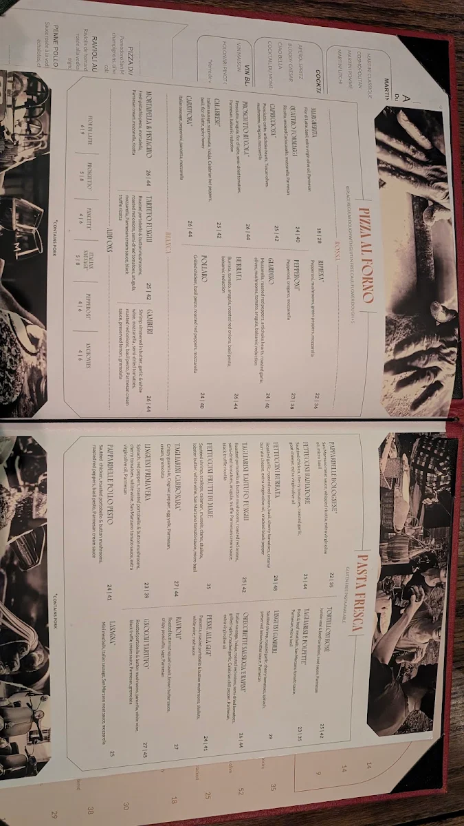 Menu, Enoteca Monza Pizzeria Moderna