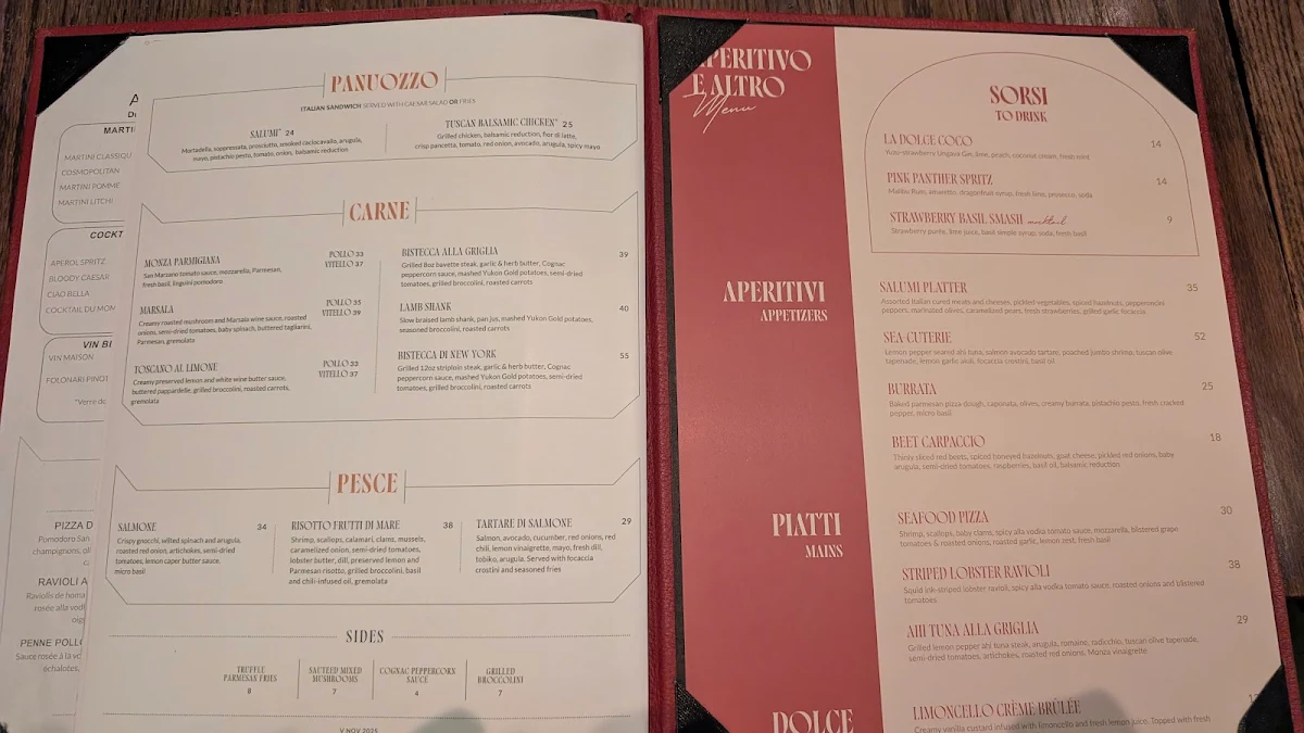 Menu, Enoteca Monza Pizzeria Moderna