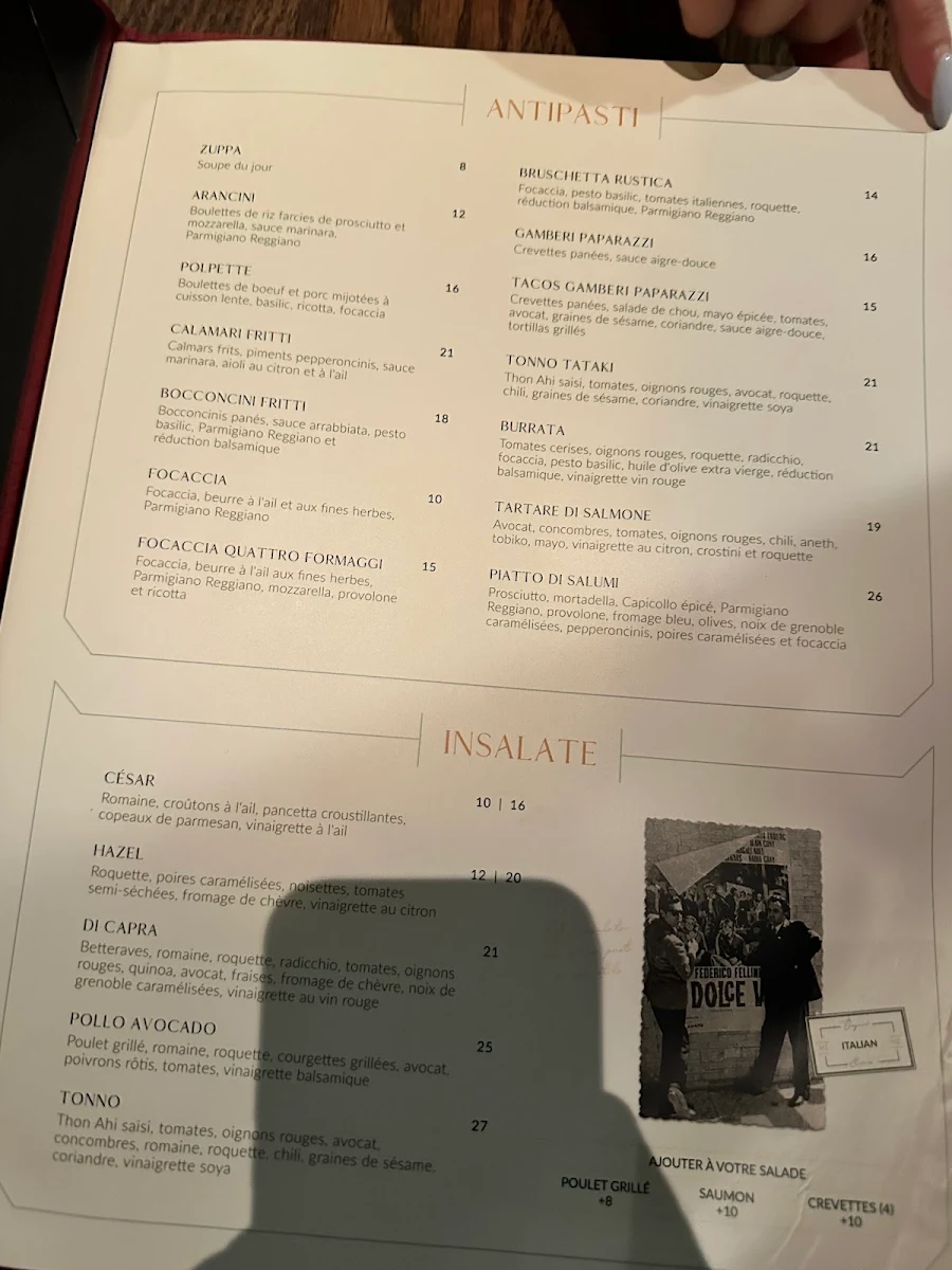 Menu, Enoteca Monza Pizzeria Moderna
