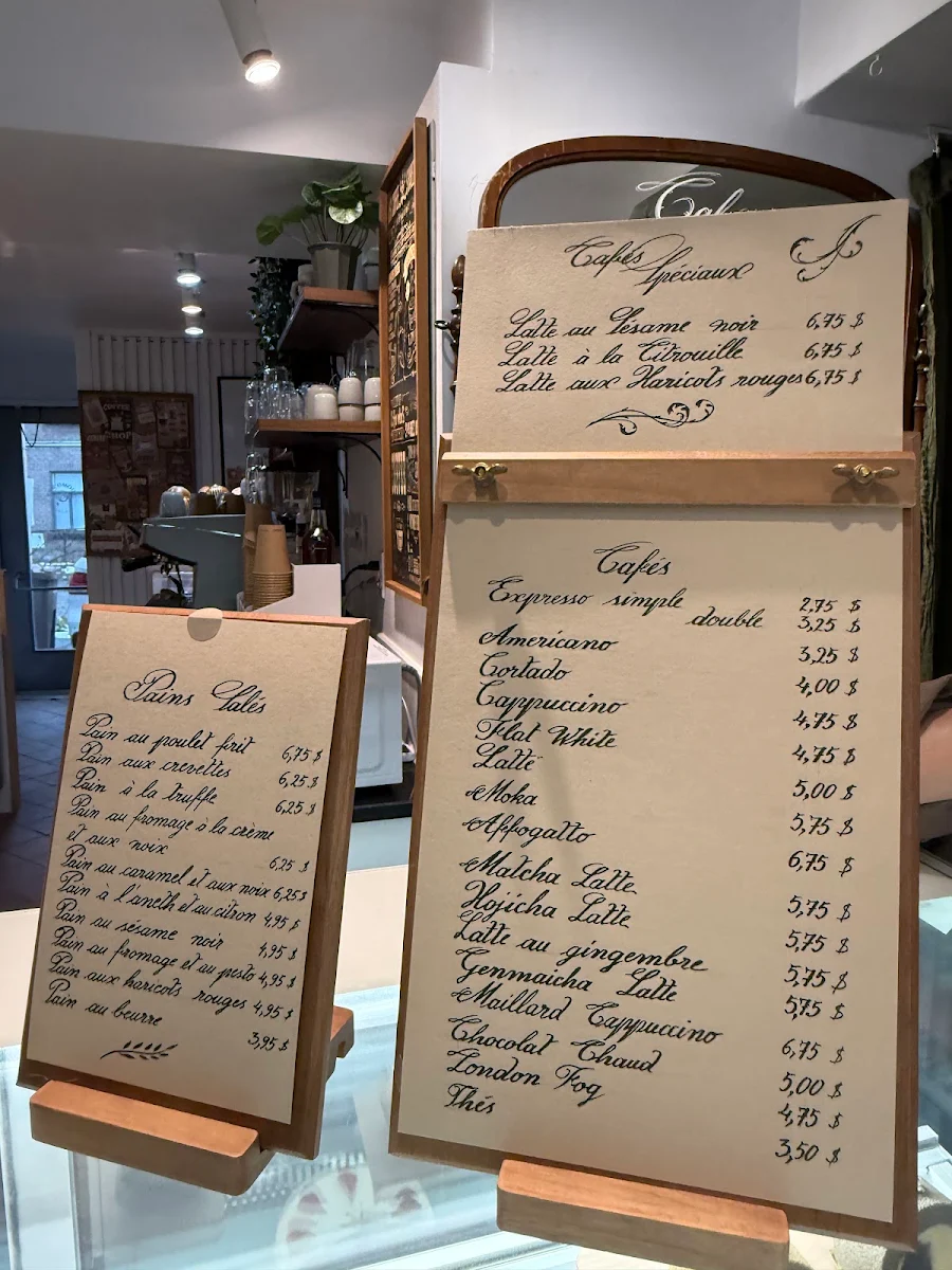 Menu, Par amour pâtisserie-café