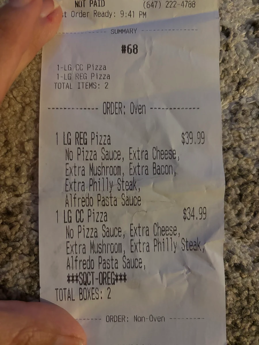 Menu, Domino's Pizza