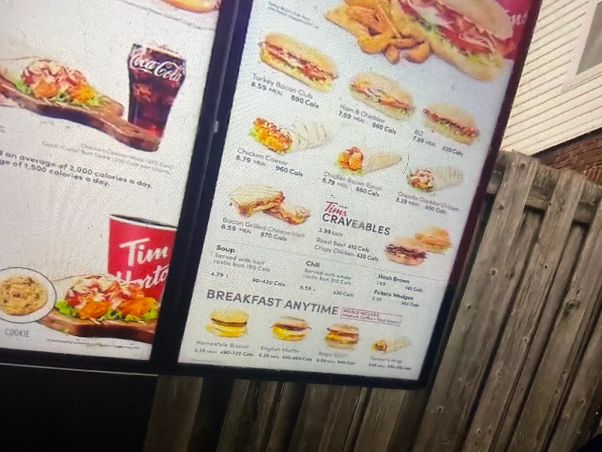 Menu, Tim Hortons