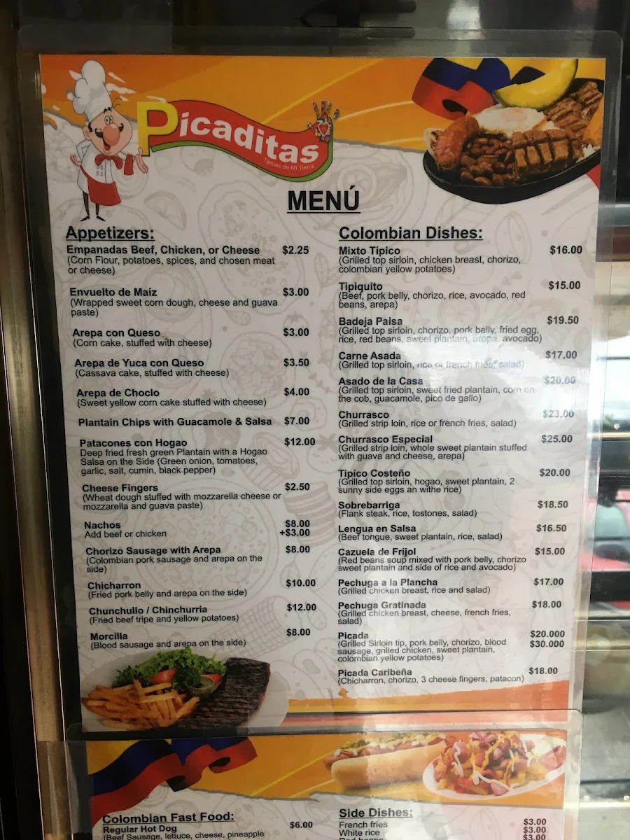 Menu, Picaditas Latin Foods