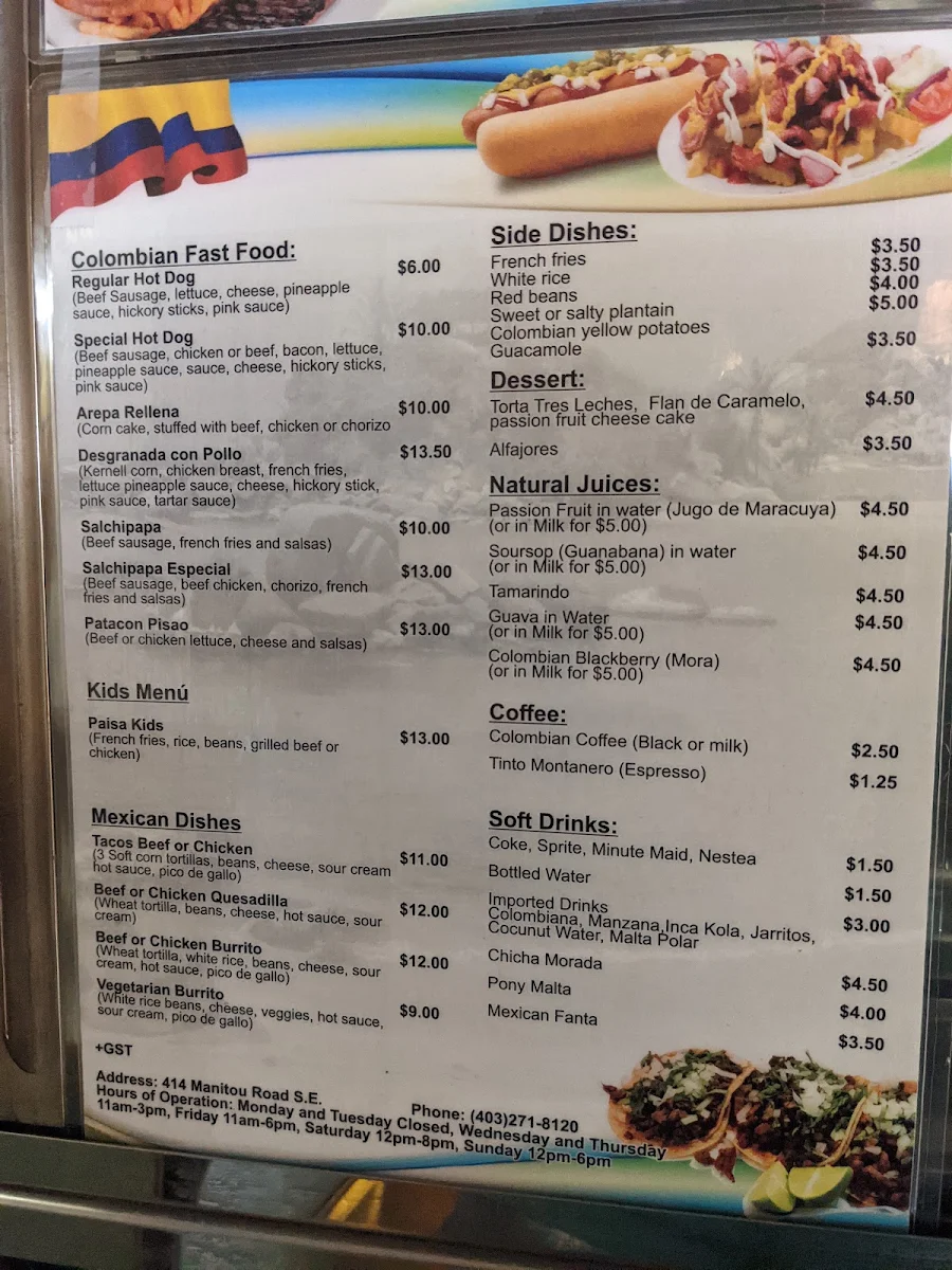 Menu, Picaditas Latin Foods