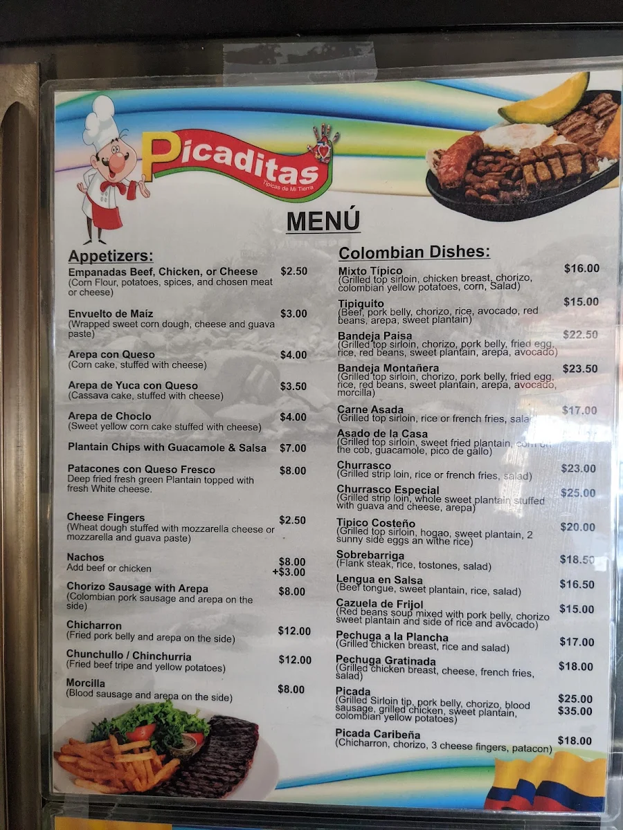 Menu, Picaditas Latin Foods