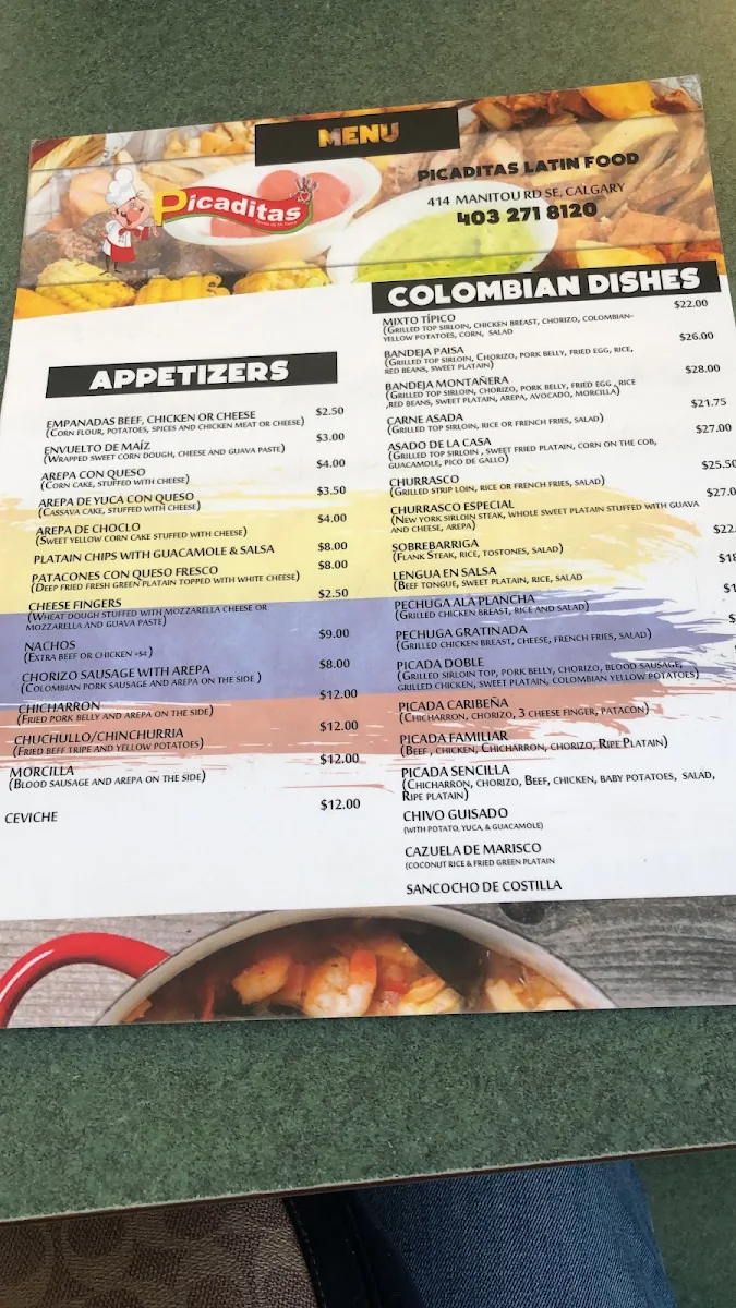 Menu, Picaditas Latin Foods