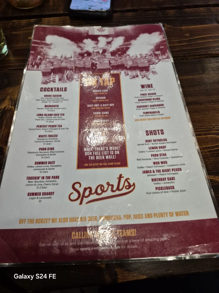 Menu, Sports