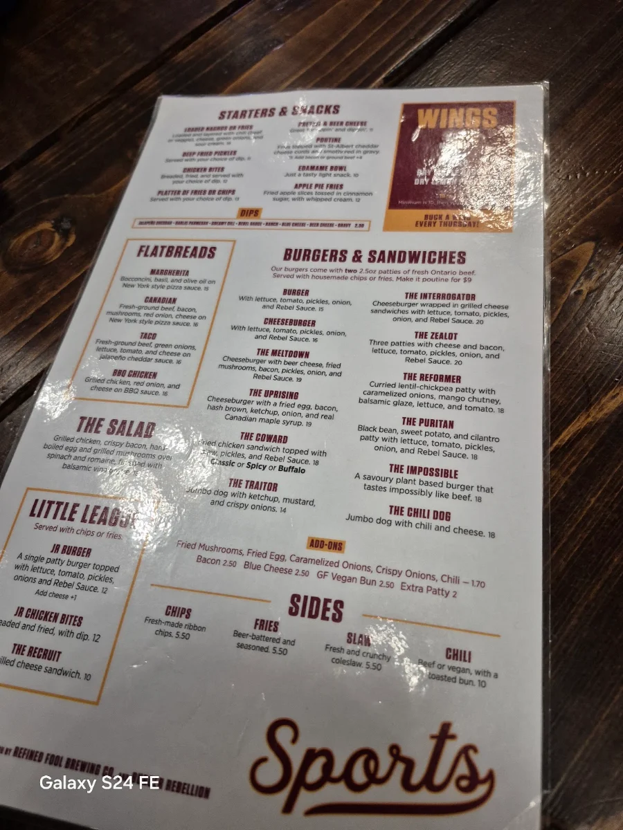 Menu, Sports