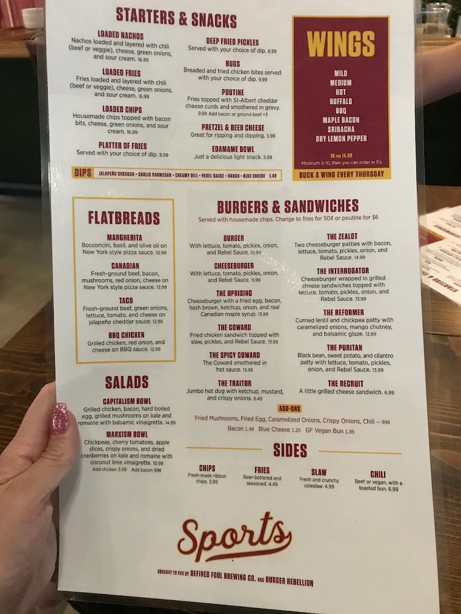 Menu, Sports