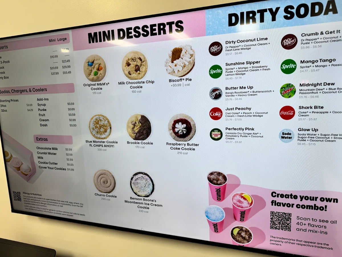 Menu, Crumbl