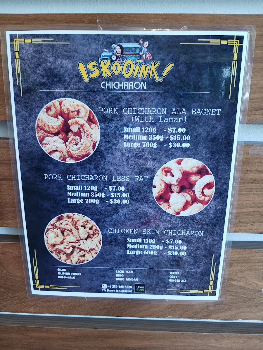 Menu, Iskooink Filipino Cuisine