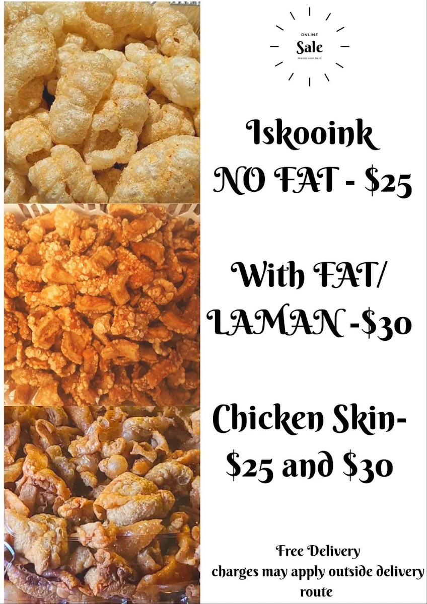 Menu, Iskooink Filipino Cuisine