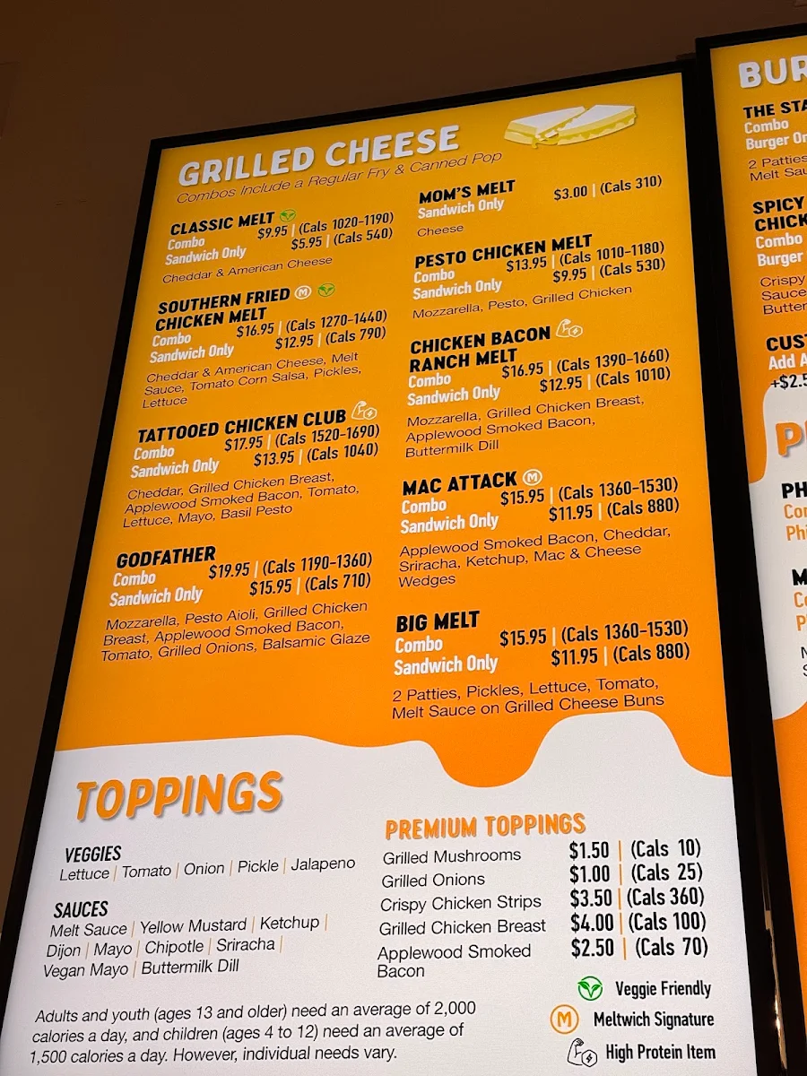 Menu, Meltwich Bar & Grill