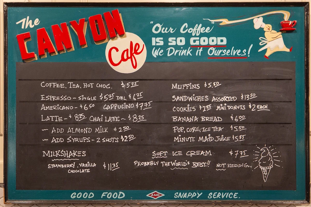 Menu, Johnston Canyon Market Cafe