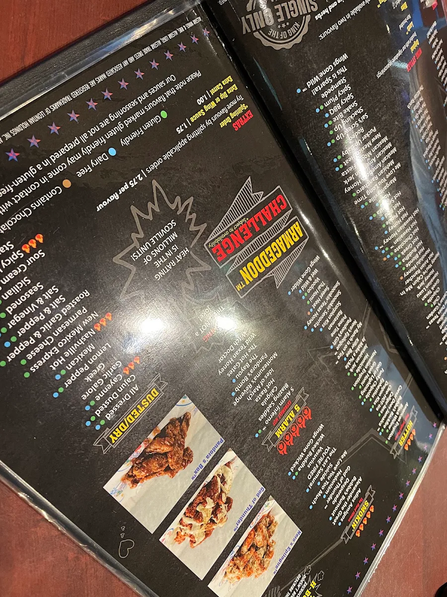 Menu, All Star Wings & Ribs