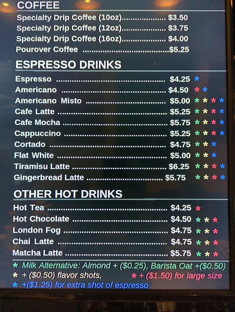 Menu, Finest Cup