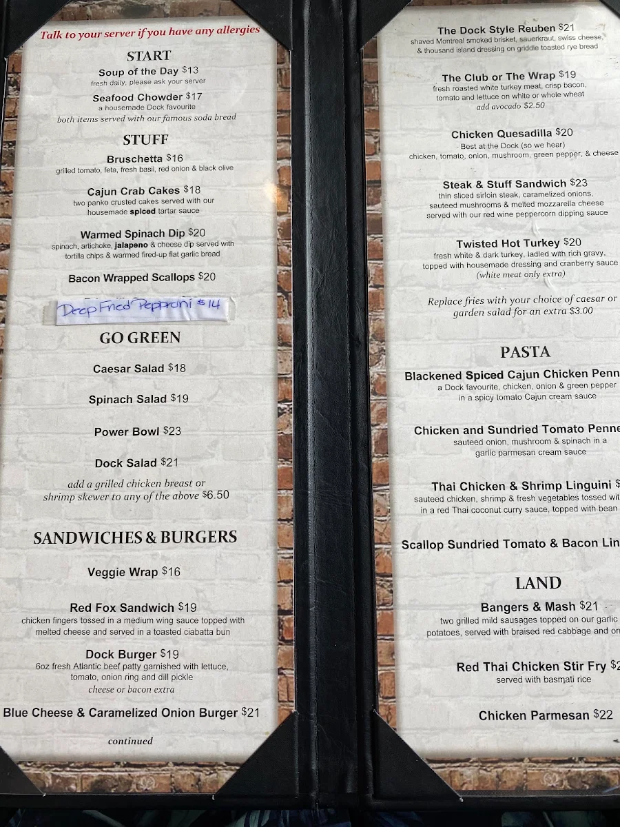 Menu, The Dock