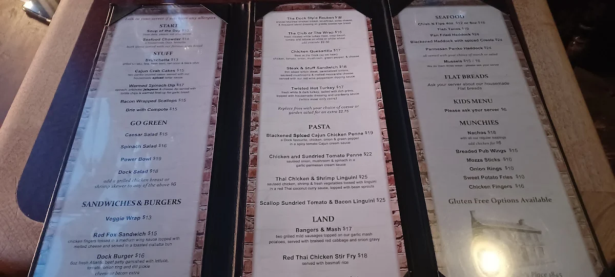 Menu, The Dock