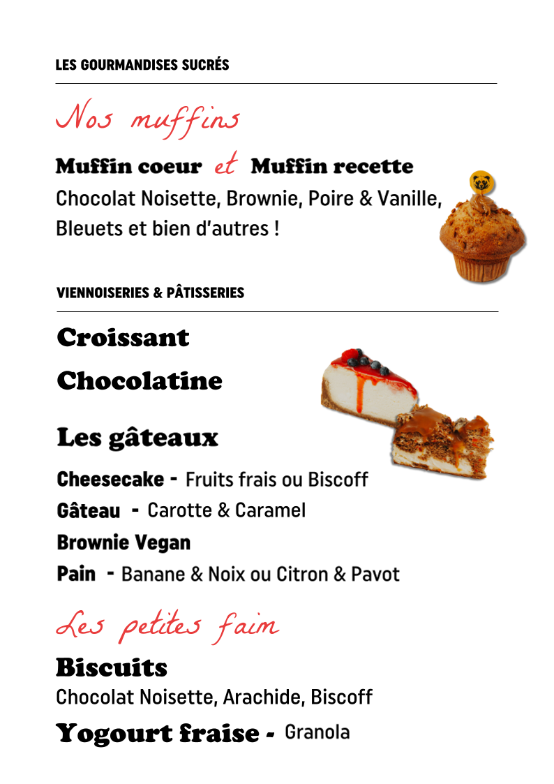 Menu, Columbus Café