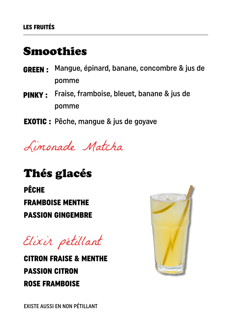 Menu, Columbus Café