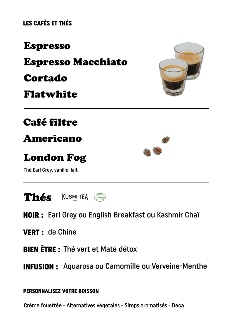 Menu, Columbus Café