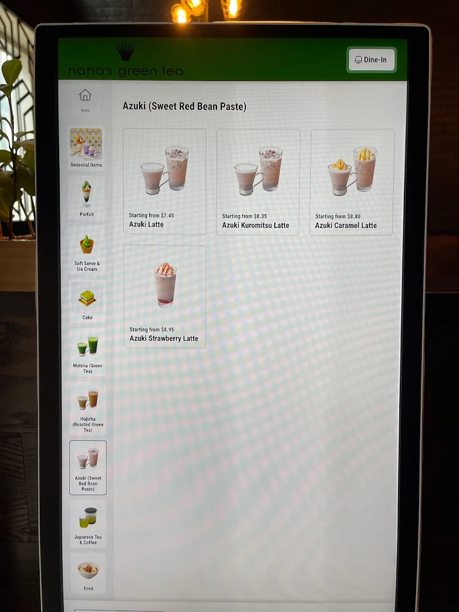 Menu, Nana's Green Tea - Olympic Village