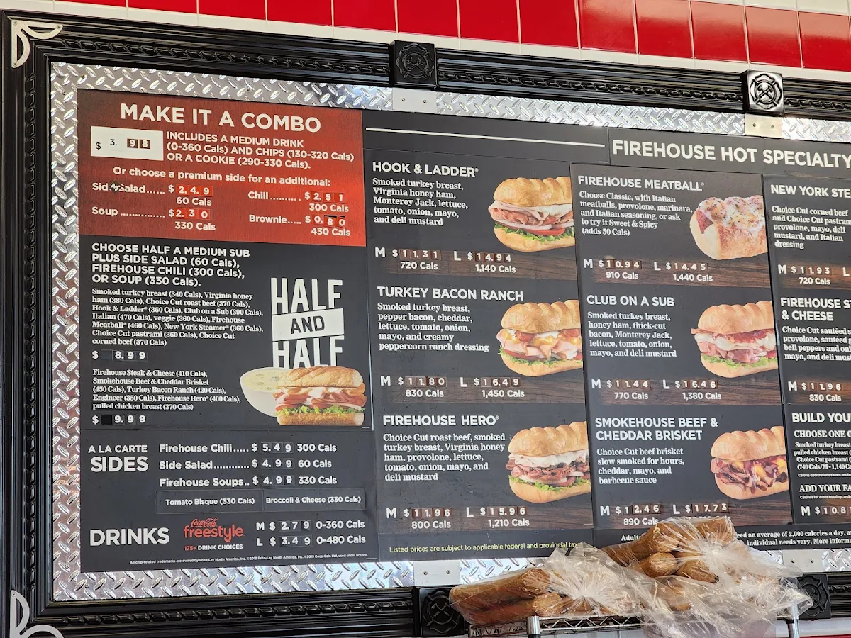 Menu, Firehouse Subs Hespeler Road