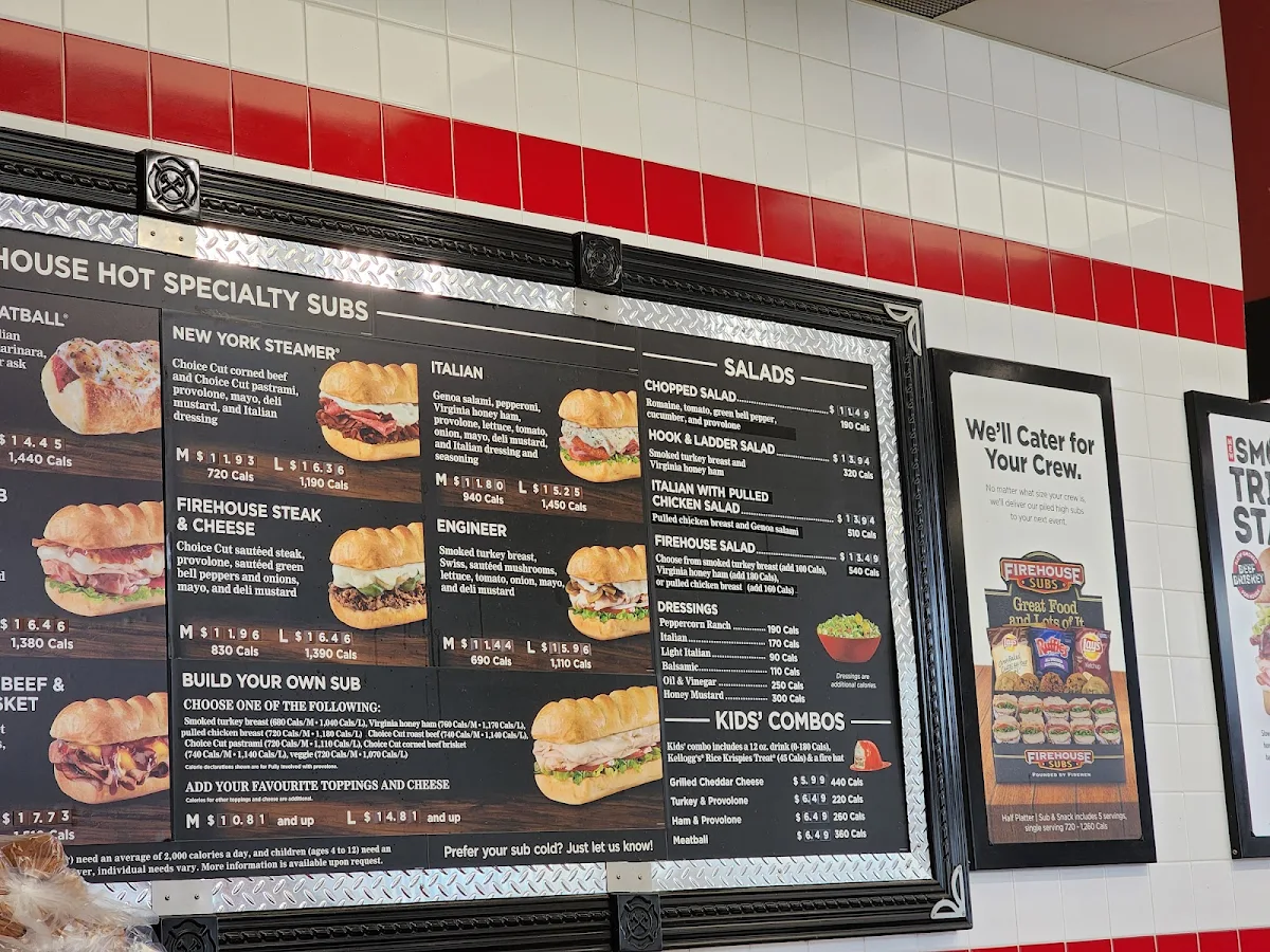 Menu, Firehouse Subs Hespeler Road