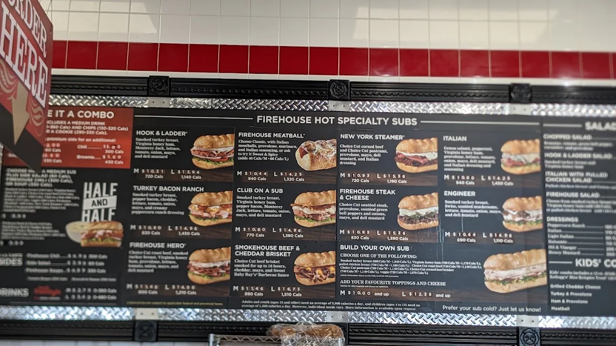 Menu, Firehouse Subs Hespeler Road