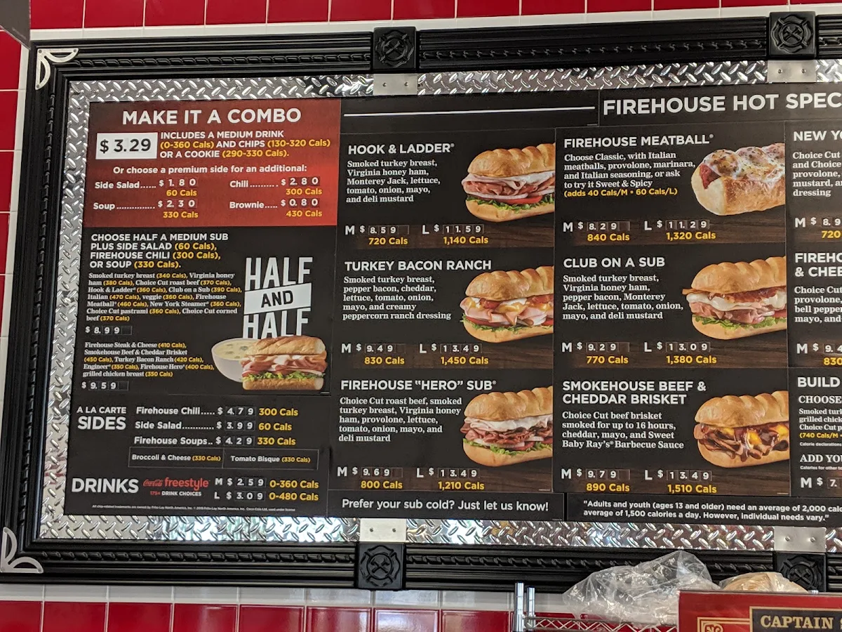 Menu, Firehouse Subs Hespeler Road
