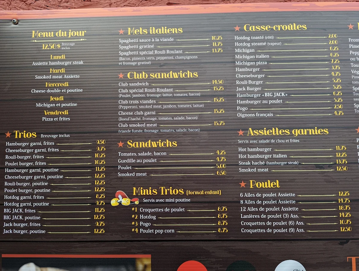 Menu, Rouli-Roulant Casse-Croute