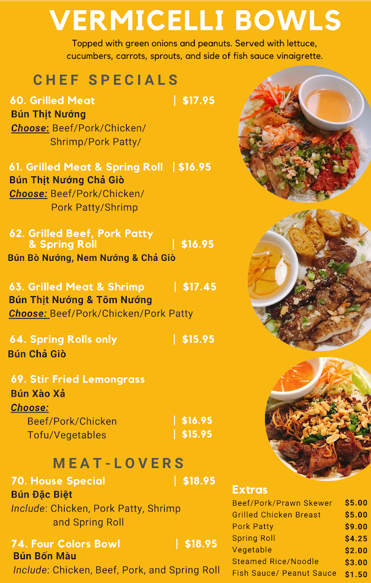 Menu, Pho Soc Trang Vietnamese Cuisine