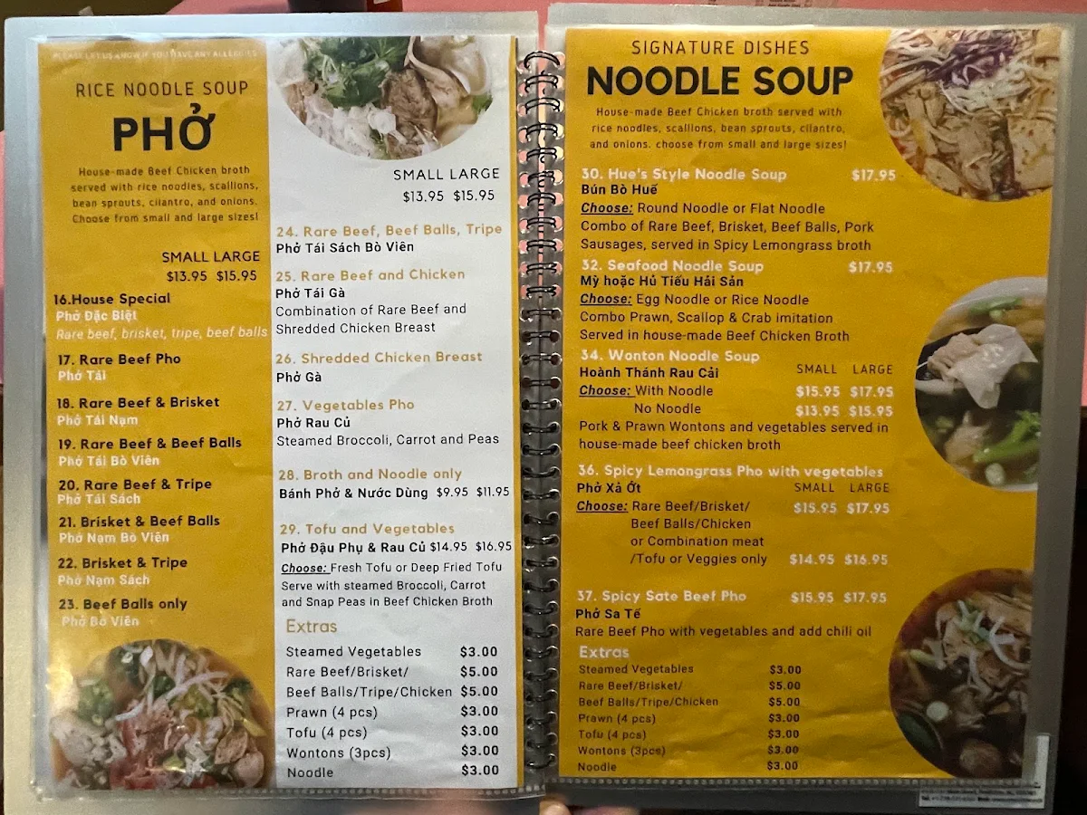 Menu, Pho Soc Trang Vietnamese Cuisine