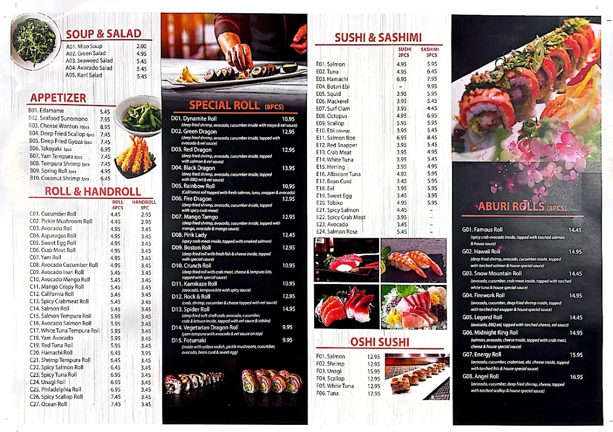 Menu, duo sushi