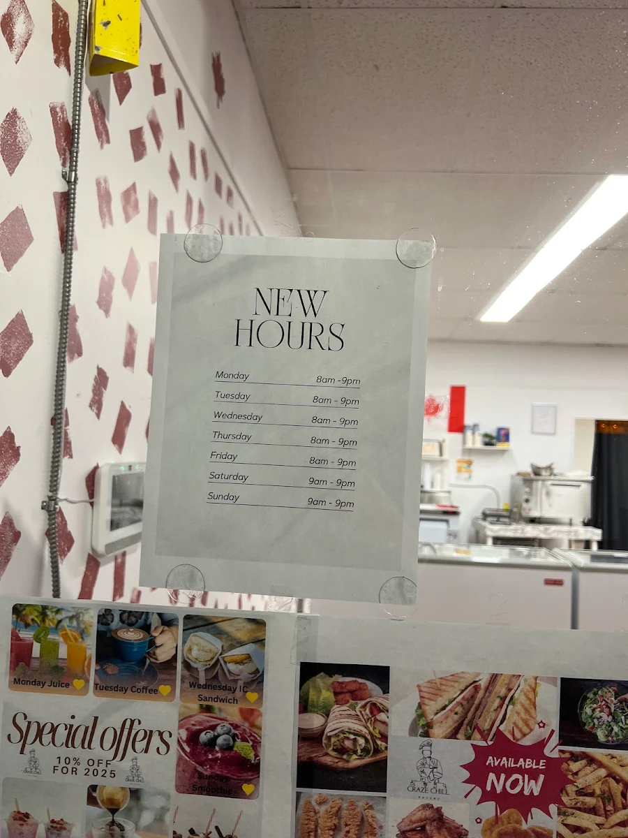 Menu, CrazeChill Eatery